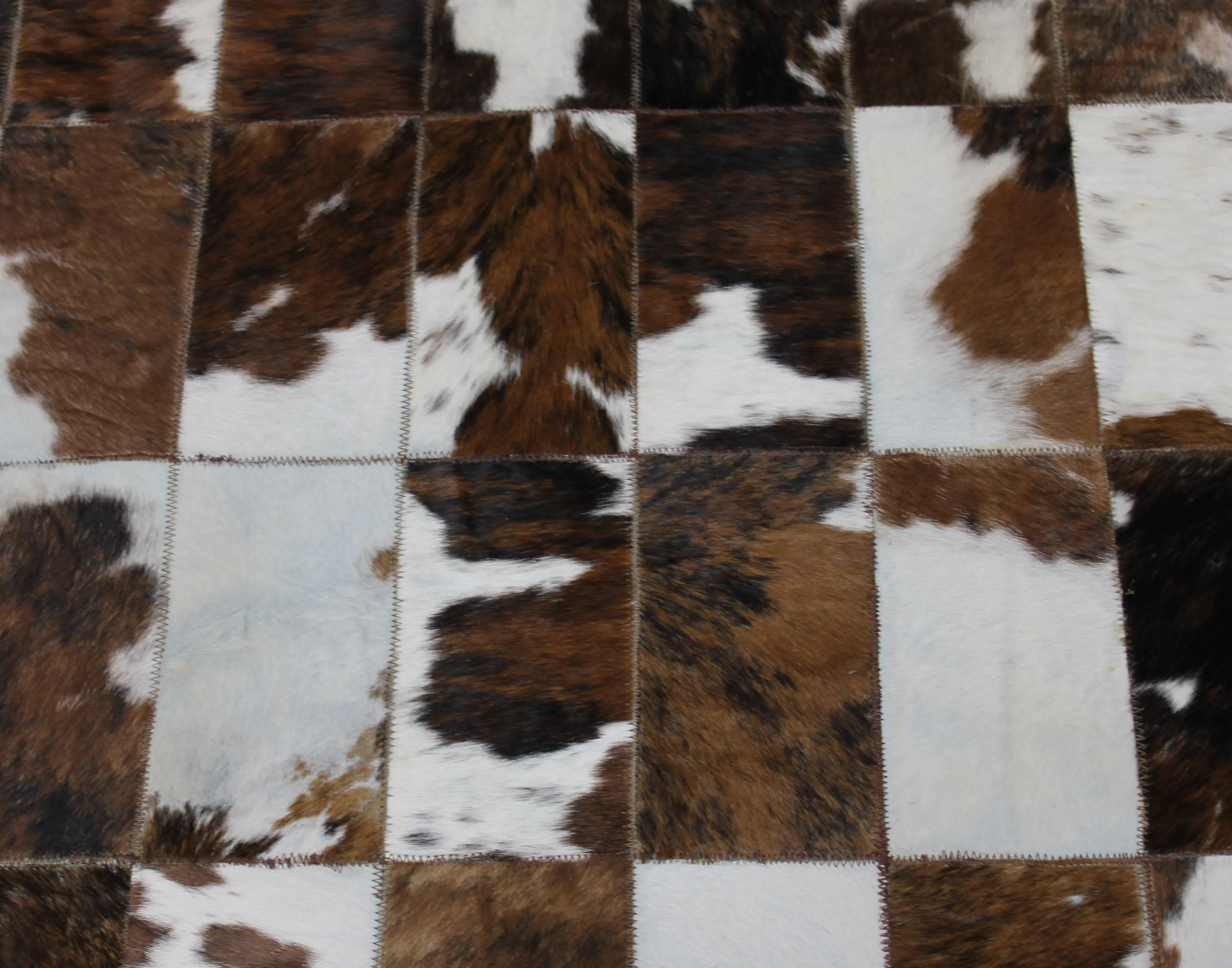 Tricolor Patchwork Cowhide Rug – Size 56 x 41 IN | 144 x 101 cm | Premium Cowhide Rug