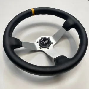 'TSG' Silver Spoke, Leather Steering Wheel 350mm