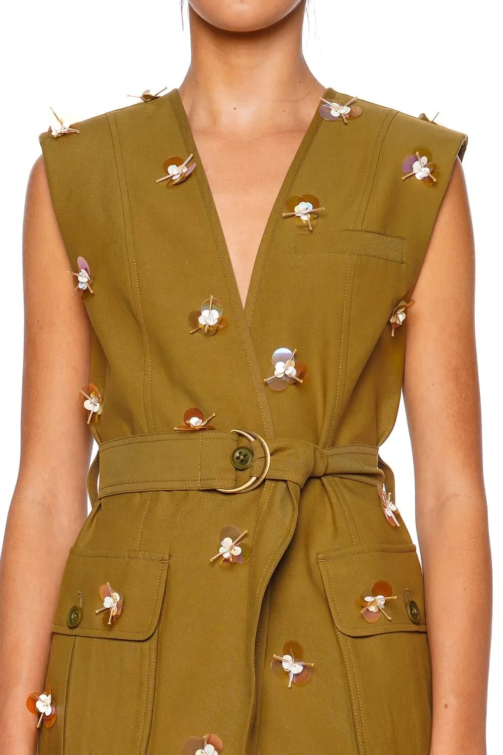 Twyla Belted Embellished Utility Vest