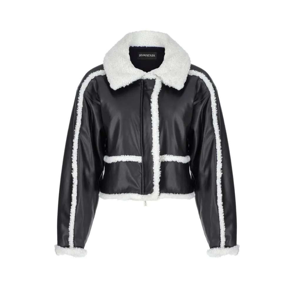 Vegan-Leather Teddy-Detailed Short Coat