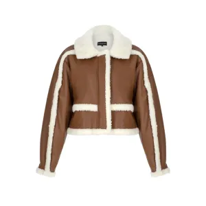Vegan-Leather Teddy-Detailed Short Coat