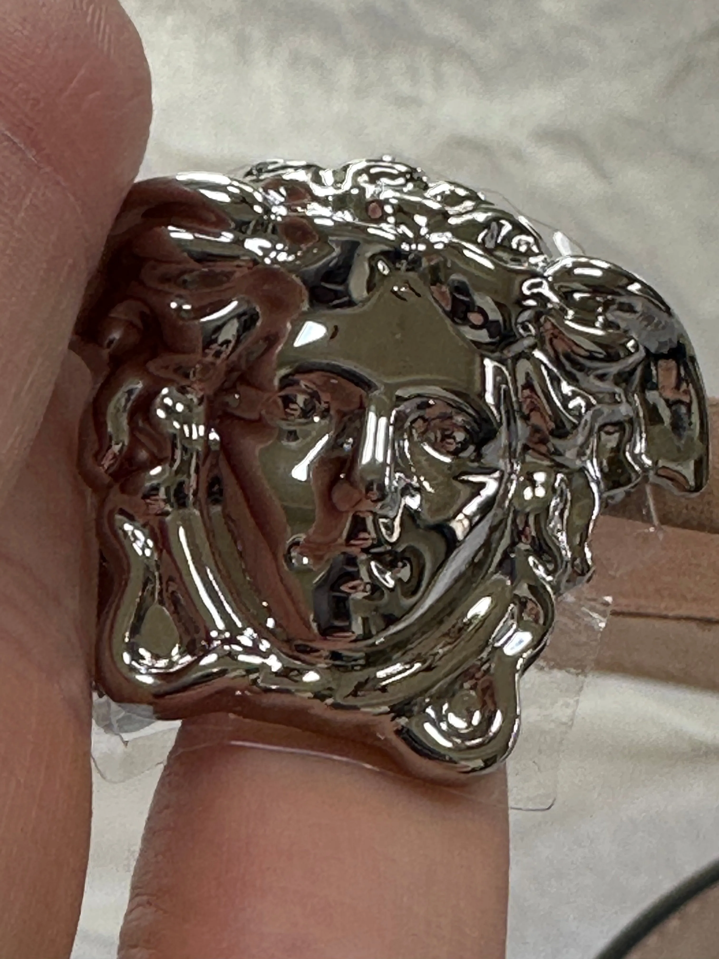 Versace Medusa Leather Belt in Silver