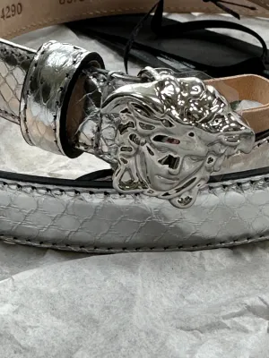 Versace Medusa Leather Belt in Silver