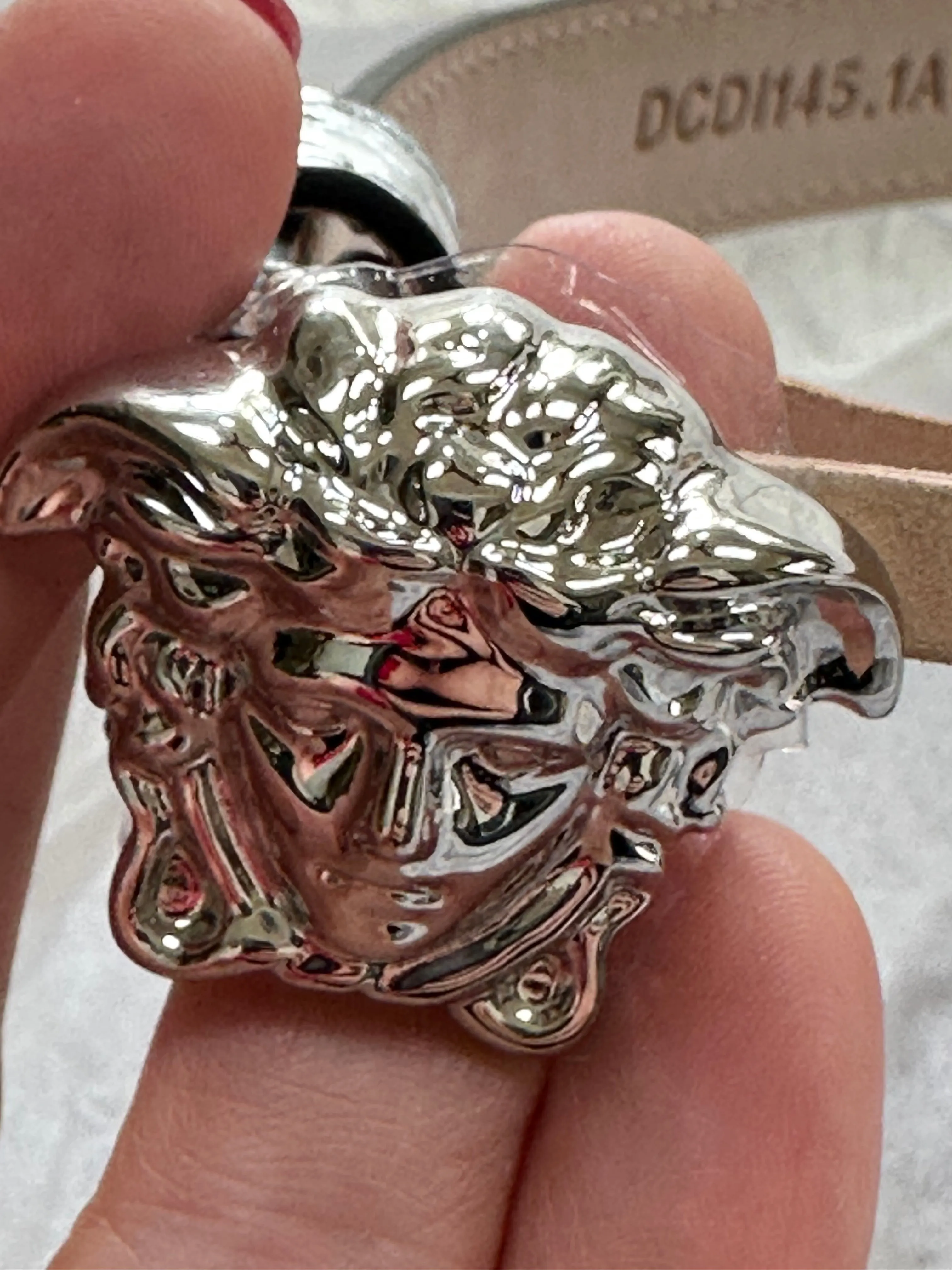 Versace Medusa Leather Belt in Silver