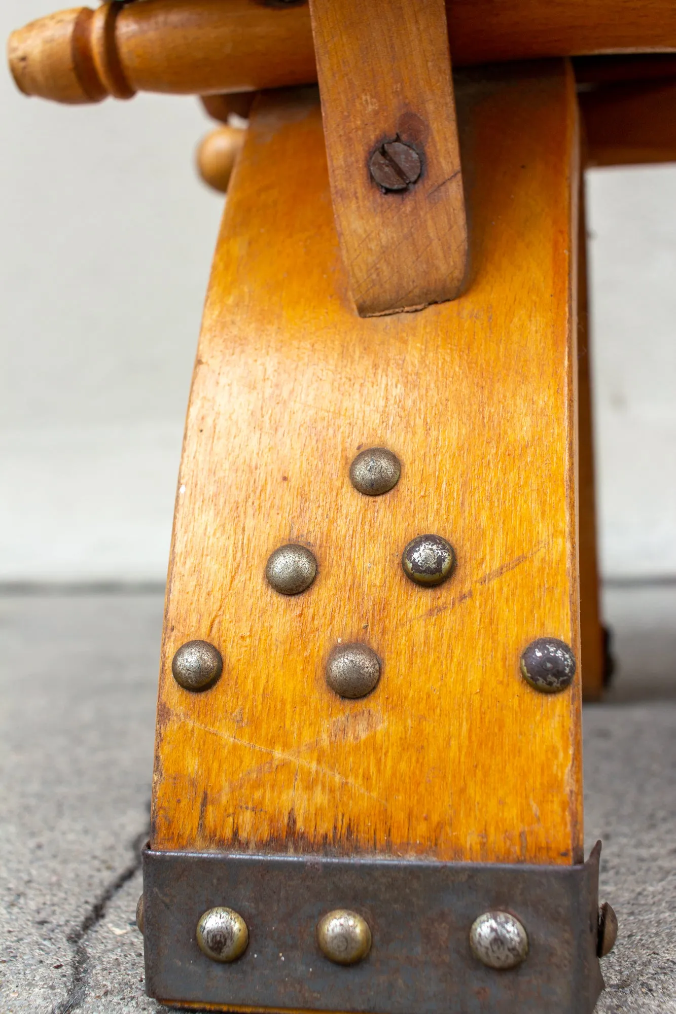 Vintage Egyptian Wood Camel Saddle Foot Stool w/ Leather Cushion & Brass Detail