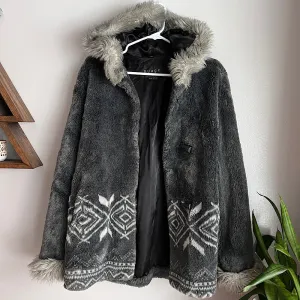 Vintage Faux Fur Patterned Coat
