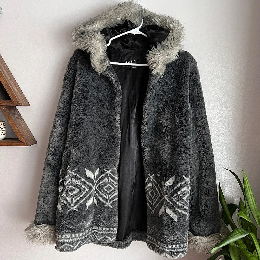 Vintage Faux Fur Patterned Coat