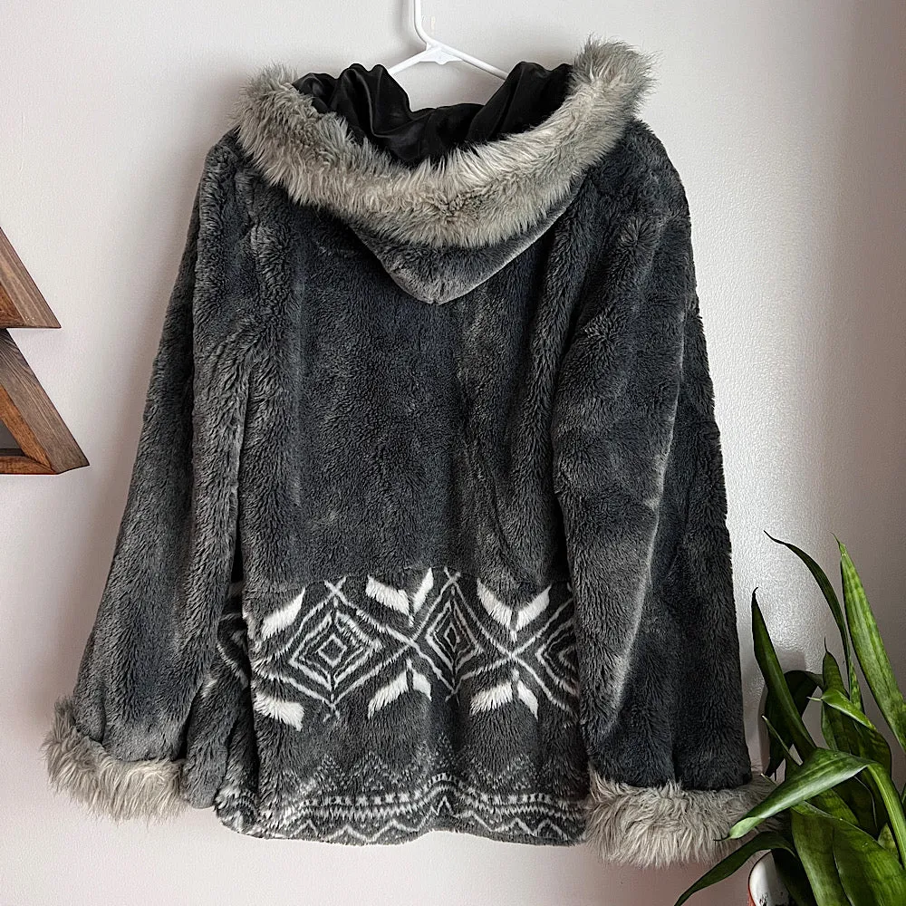 Vintage Faux Fur Patterned Coat