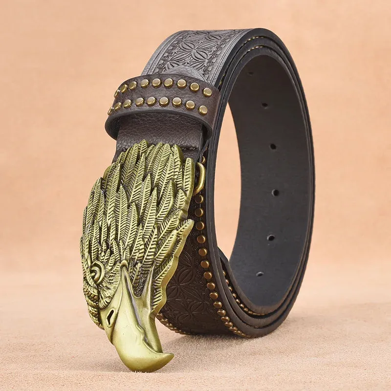 Vintage Western Embossed Leather Belt for Men