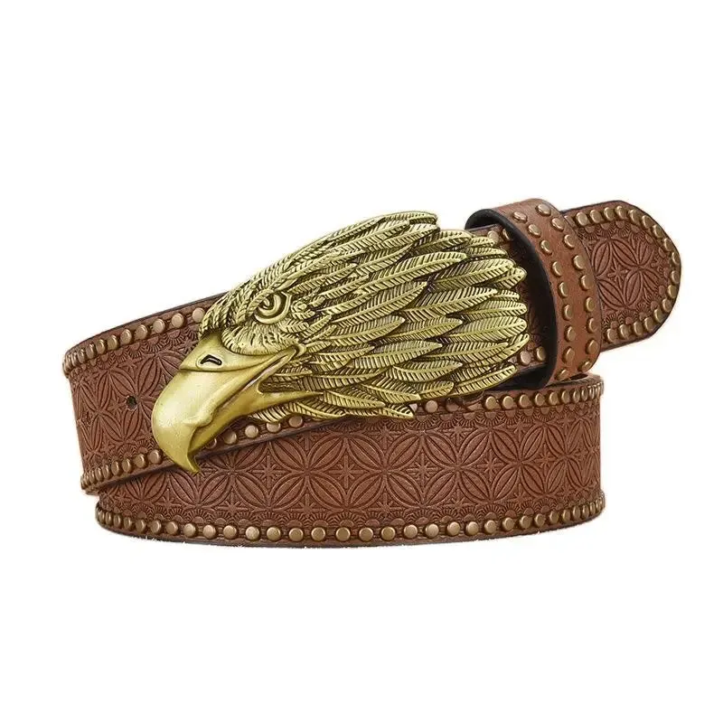 Vintage Western Embossed Leather Belt for Men