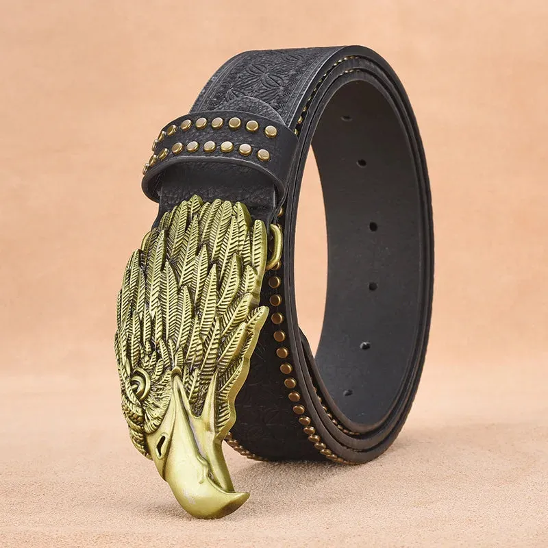 Vintage Western Embossed Leather Belt for Men
