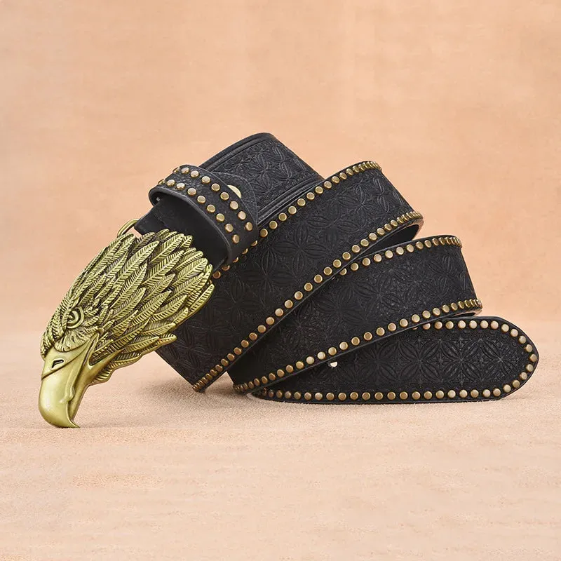 Vintage Western Embossed Leather Belt for Men