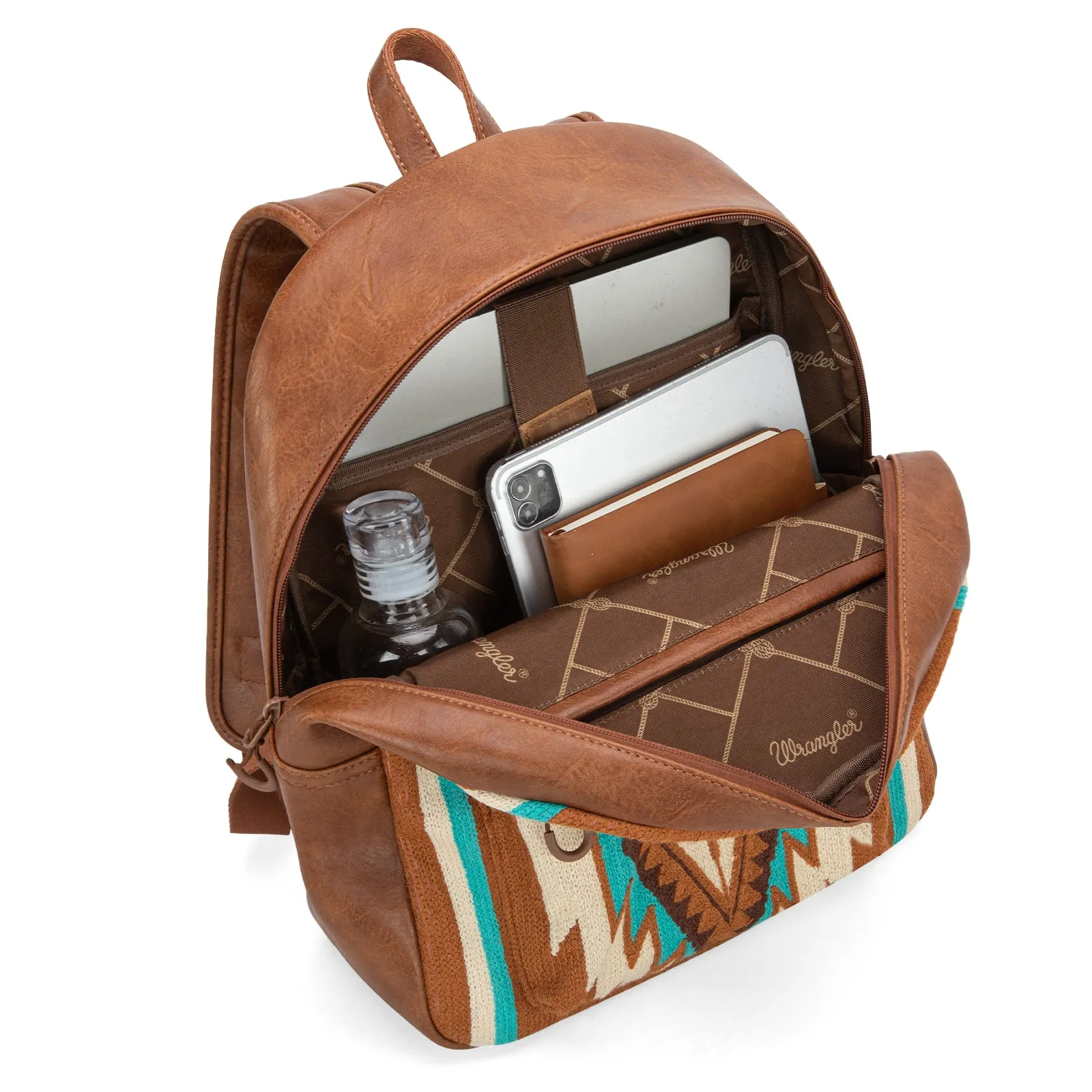 WG174-9115   Wrangler Southwestern Knitted Backpack - Brown