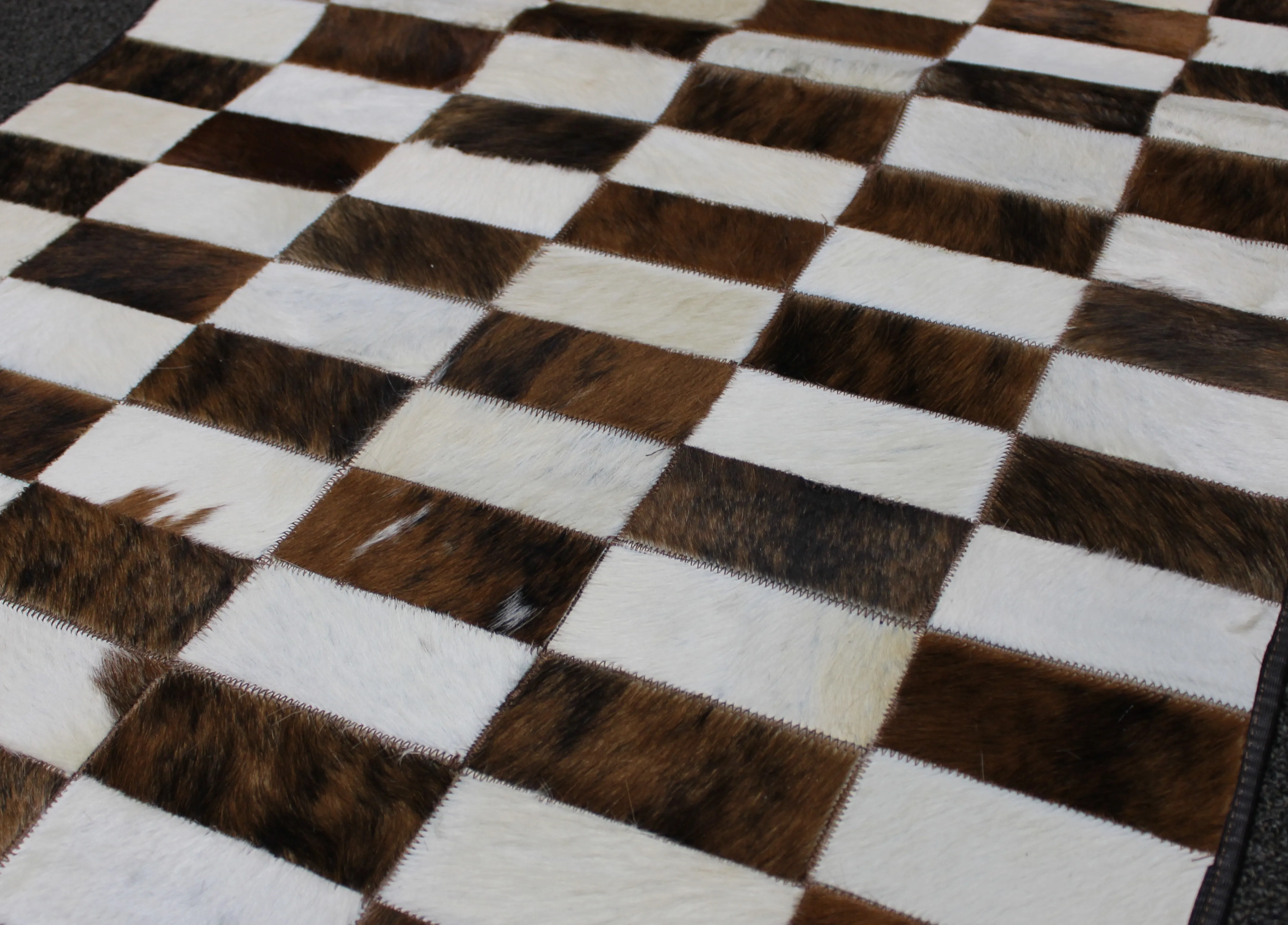 White Brindle Patchwork Cowhide Rug – Size 57 x 31 IN | 144x 79 cm | Premium Cowhide Rug