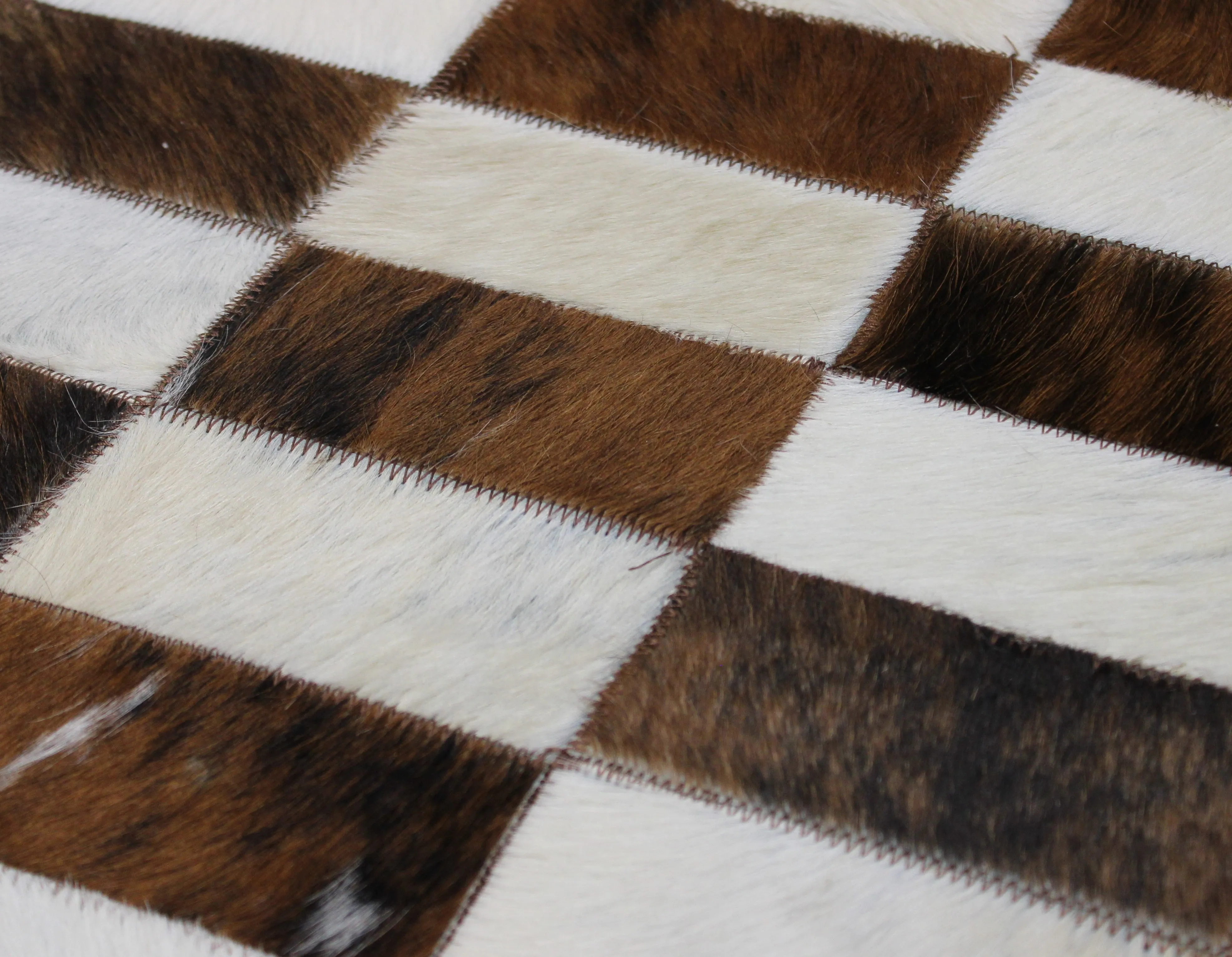 White Brindle Patchwork Cowhide Rug – Size 57 x 31 IN | 144x 79 cm | Premium Cowhide Rug