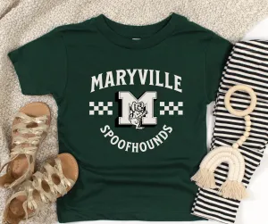 White Maryville Spoofhounds Heather Forest Green Tee