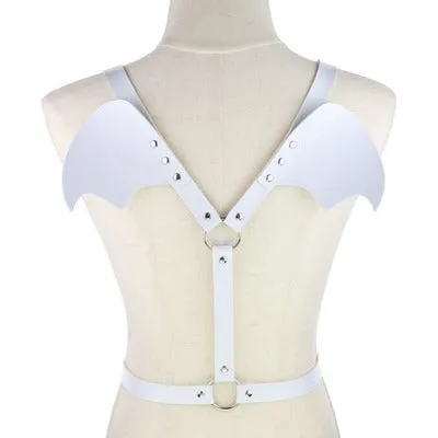 White PU Leather Bat Wings Harness