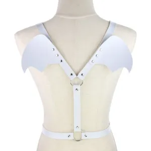 White PU Leather Bat Wings Harness