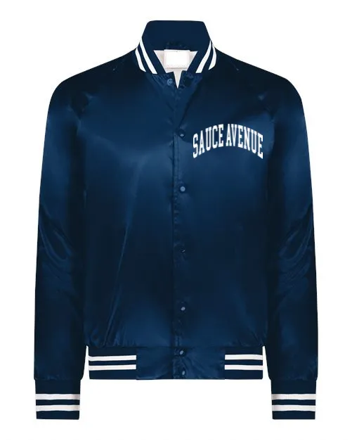 White SA Cruve | Navy/White Satin Jacket (Vertical)