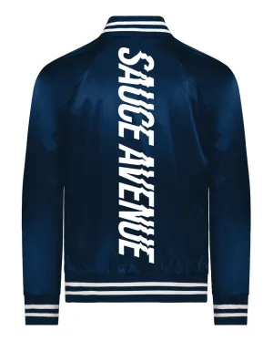 White SA Cruve | Navy/White Satin Jacket (Vertical)