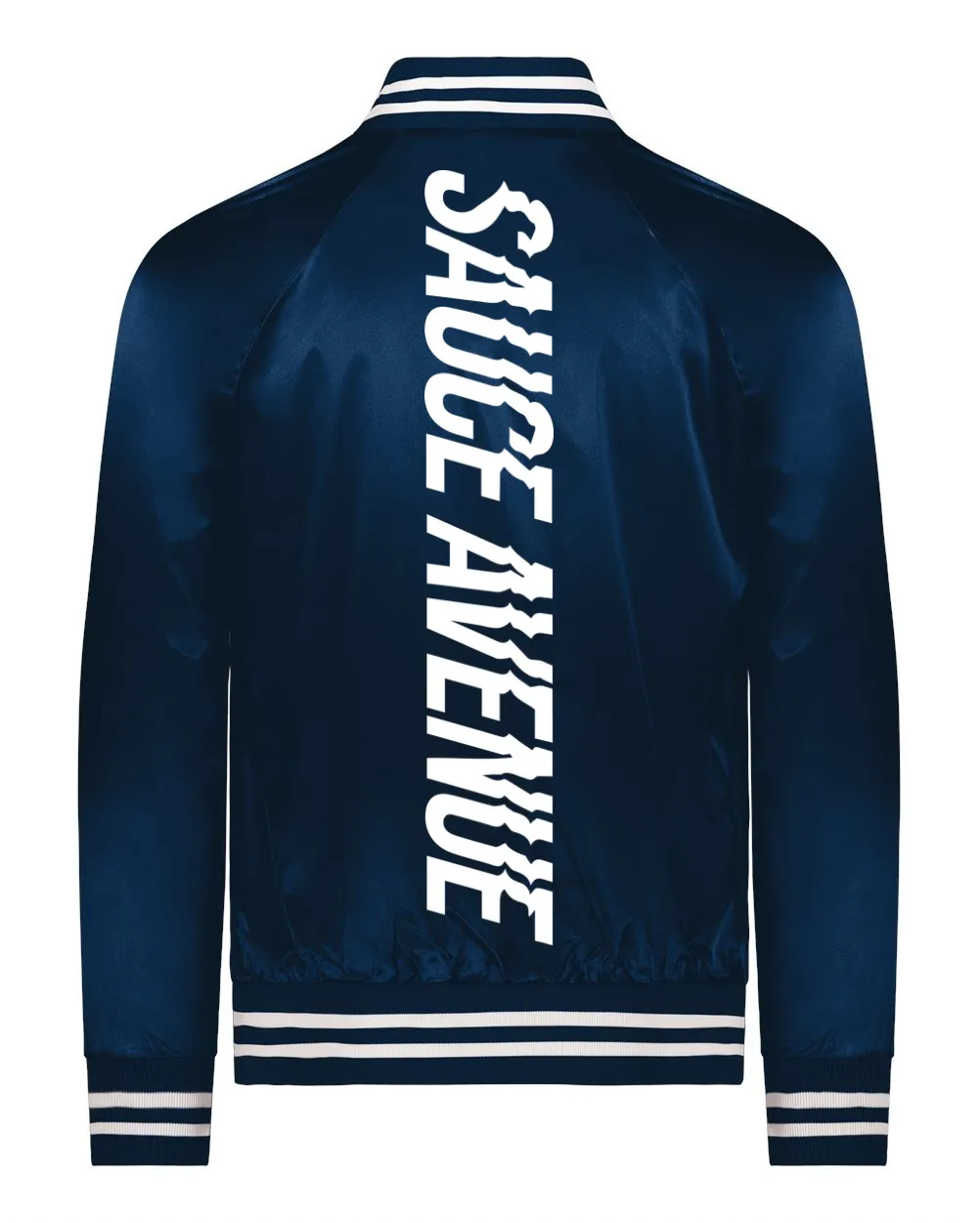 White SA Cruve | Navy/White Satin Jacket (Vertical)