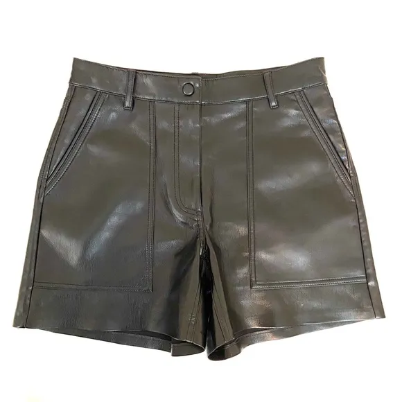 WILFRED Black Faux Leather 5 Inch Shorts