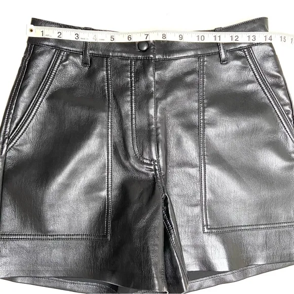 WILFRED Black Faux Leather 5 Inch Shorts
