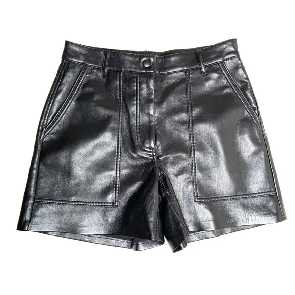 WILFRED Black Faux Leather 5 Inch Shorts