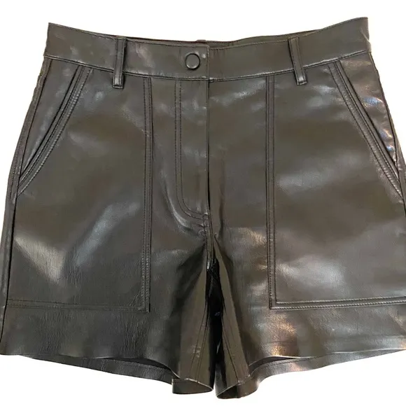 WILFRED Black Faux Leather 5 Inch Shorts