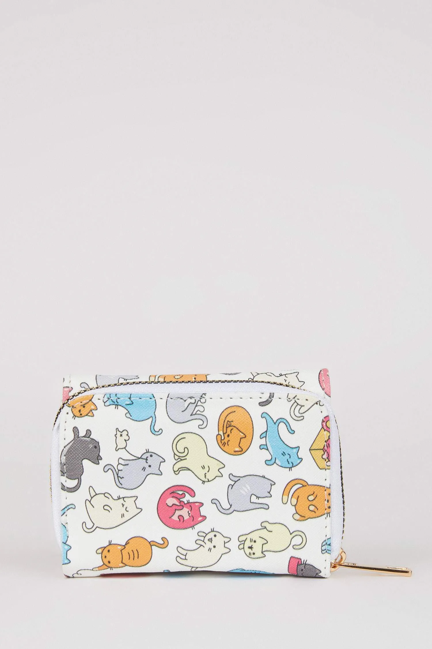 Women Cat Patterned Faux Leather Wallet