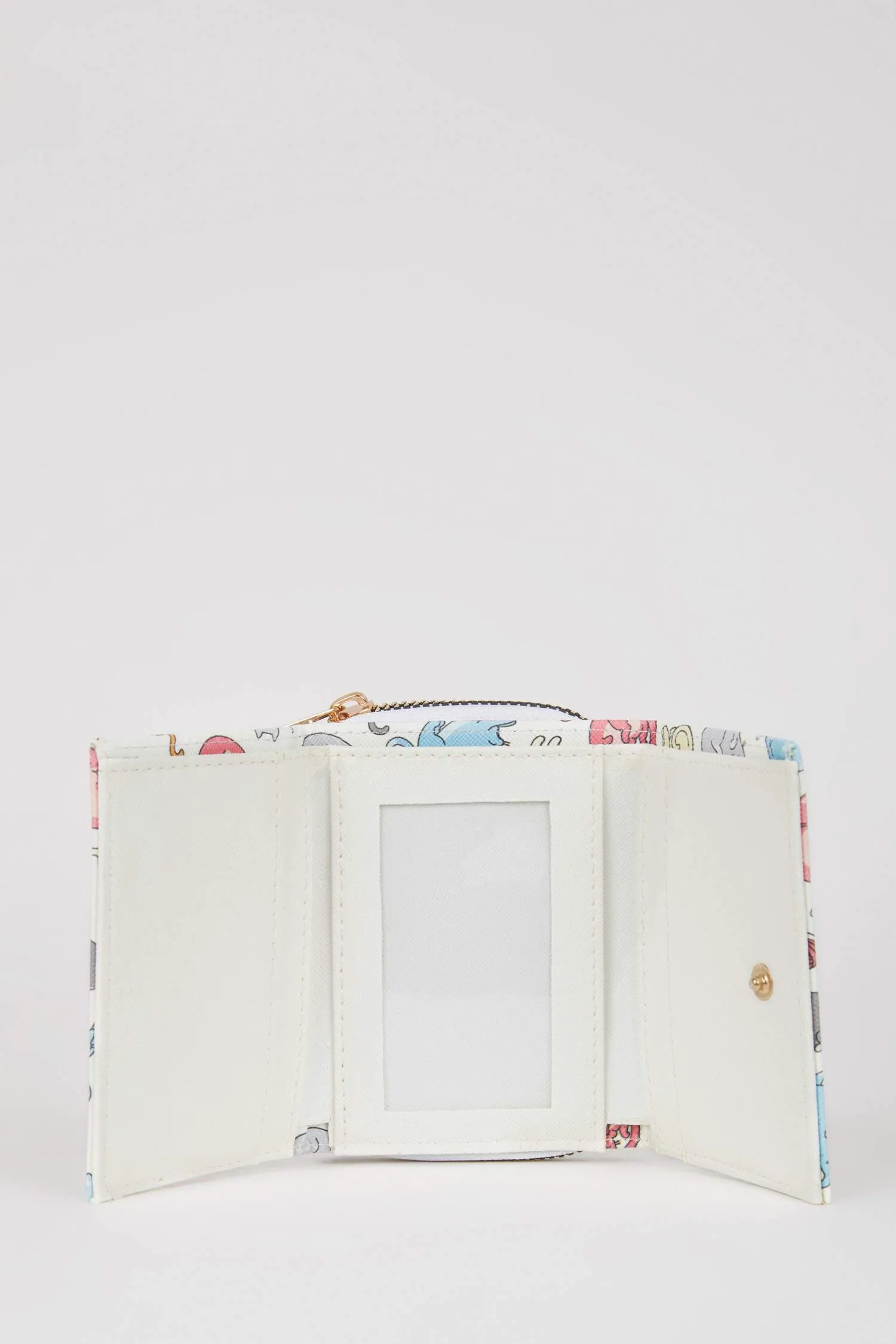 Women Cat Patterned Faux Leather Wallet
