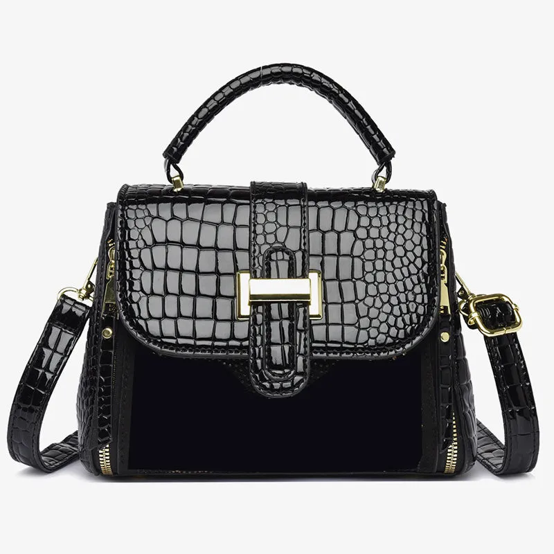 Women's Elegant Crocodile-Embossed PU Leather Shoulder Bag