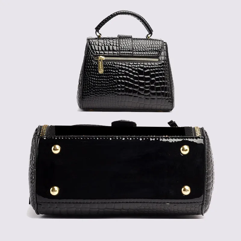 Women's Elegant Crocodile-Embossed PU Leather Shoulder Bag