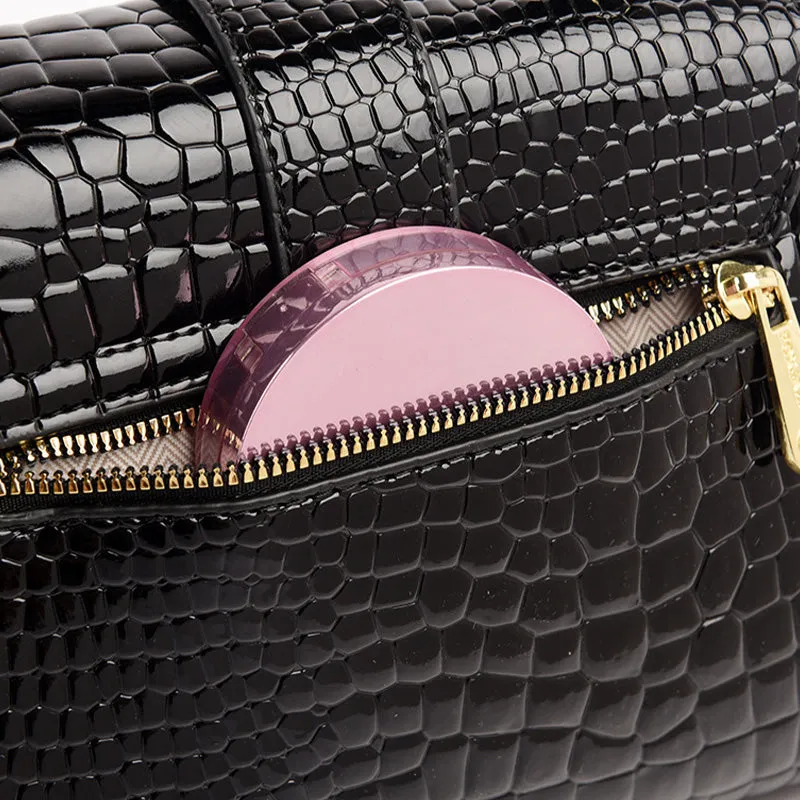 Women's Elegant Crocodile-Embossed PU Leather Shoulder Bag