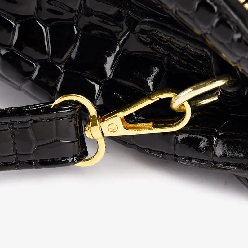 Women's Elegant Crocodile-Embossed PU Leather Shoulder Bag