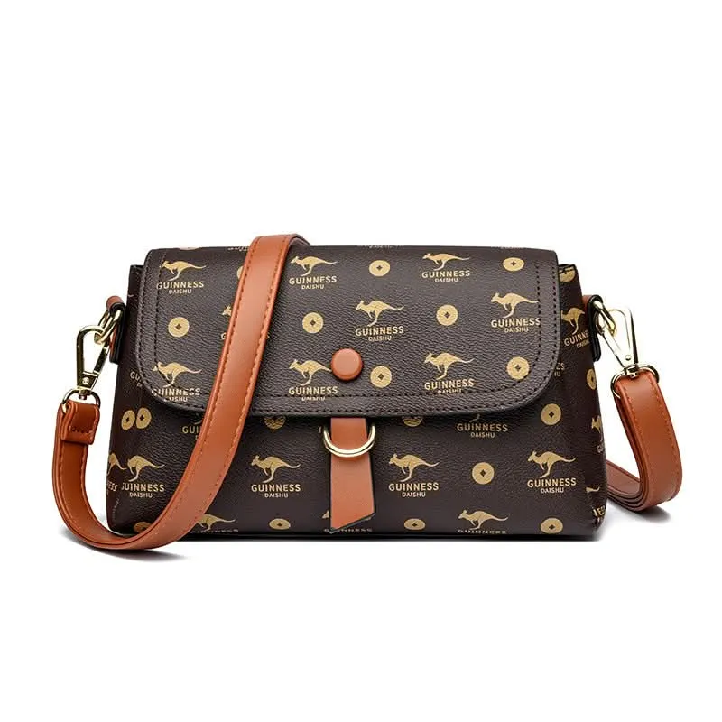 Women's Stylish Embossed PU Leather Messenger Bag – With Zipper Closure