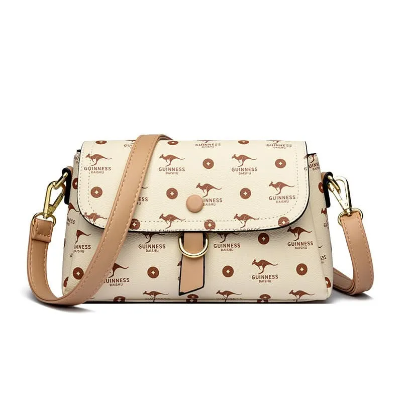 Women's Stylish Embossed PU Leather Messenger Bag – With Zipper Closure
