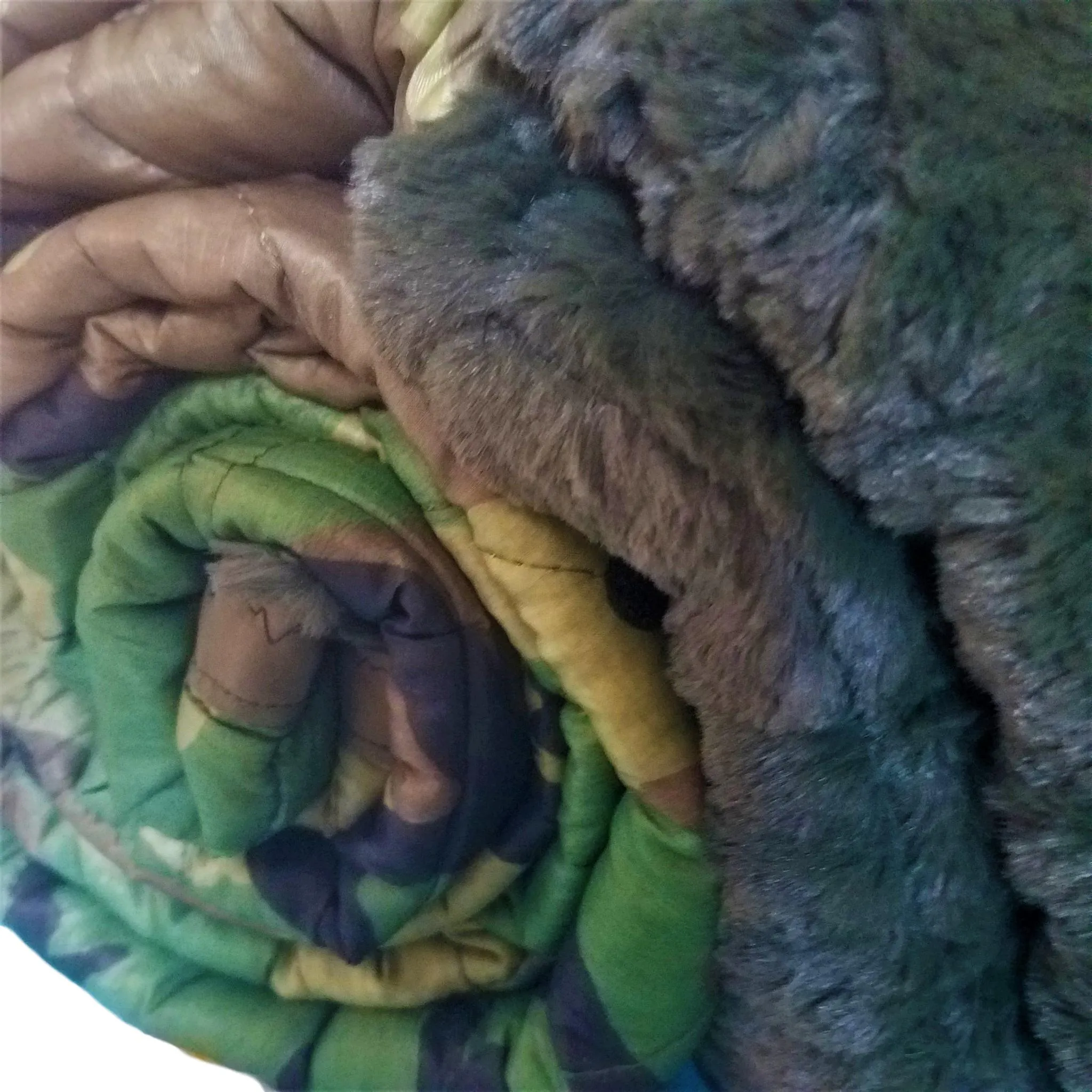 Woodland Camo Pattern Loden Green Faux Fur