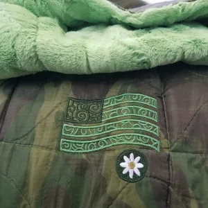 Woodland Camo with Lime Green Fur - Scroll Flag in Greens 9lbs 12 oz