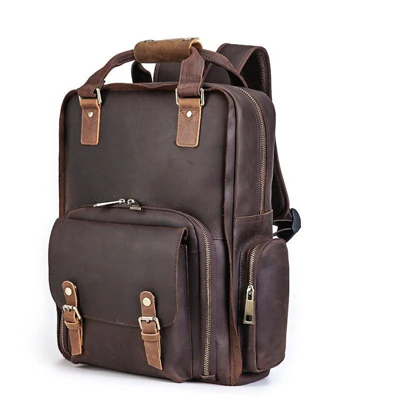 Woosir Vintage Leather Camera Backpack Fit Laptop