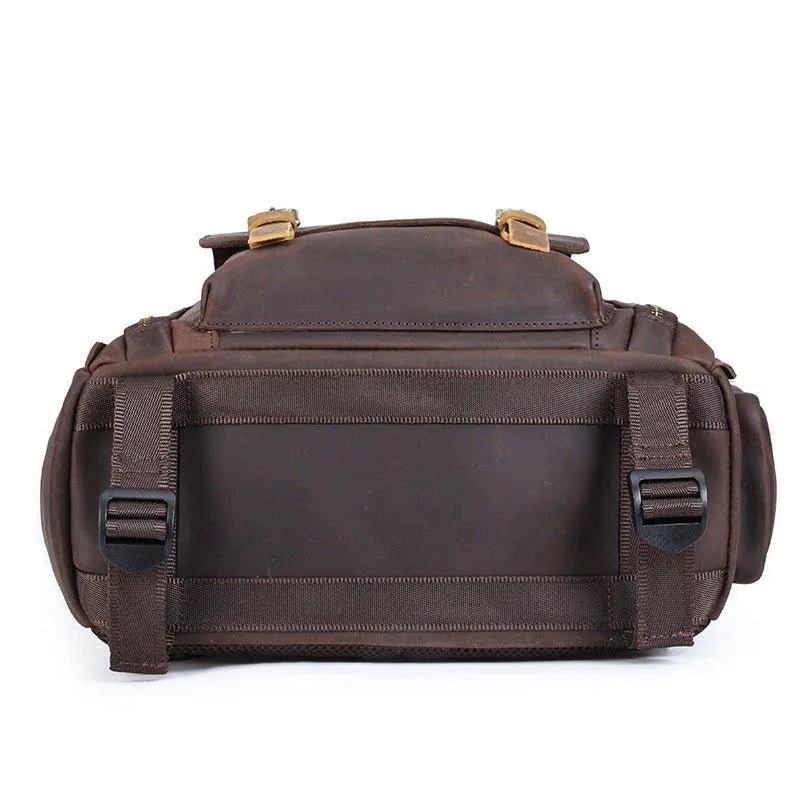 Woosir Vintage Leather Camera Backpack Fit Laptop
