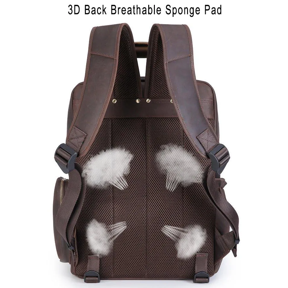 Woosir Vintage Leather Camera Backpack Fit Laptop