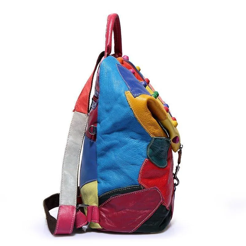 Woosir Womens Leather Backpack Rivet Decoration