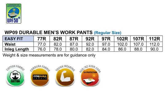WP09 CORDURA DURABLE WORK PANTS REGULAR SIZE