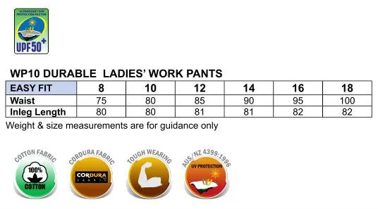 WP10 LADIES' DURABLE WORK PANTS