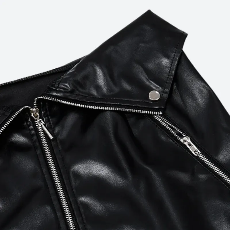 Y2K Faux Leather Zip-Up Mini Skirt