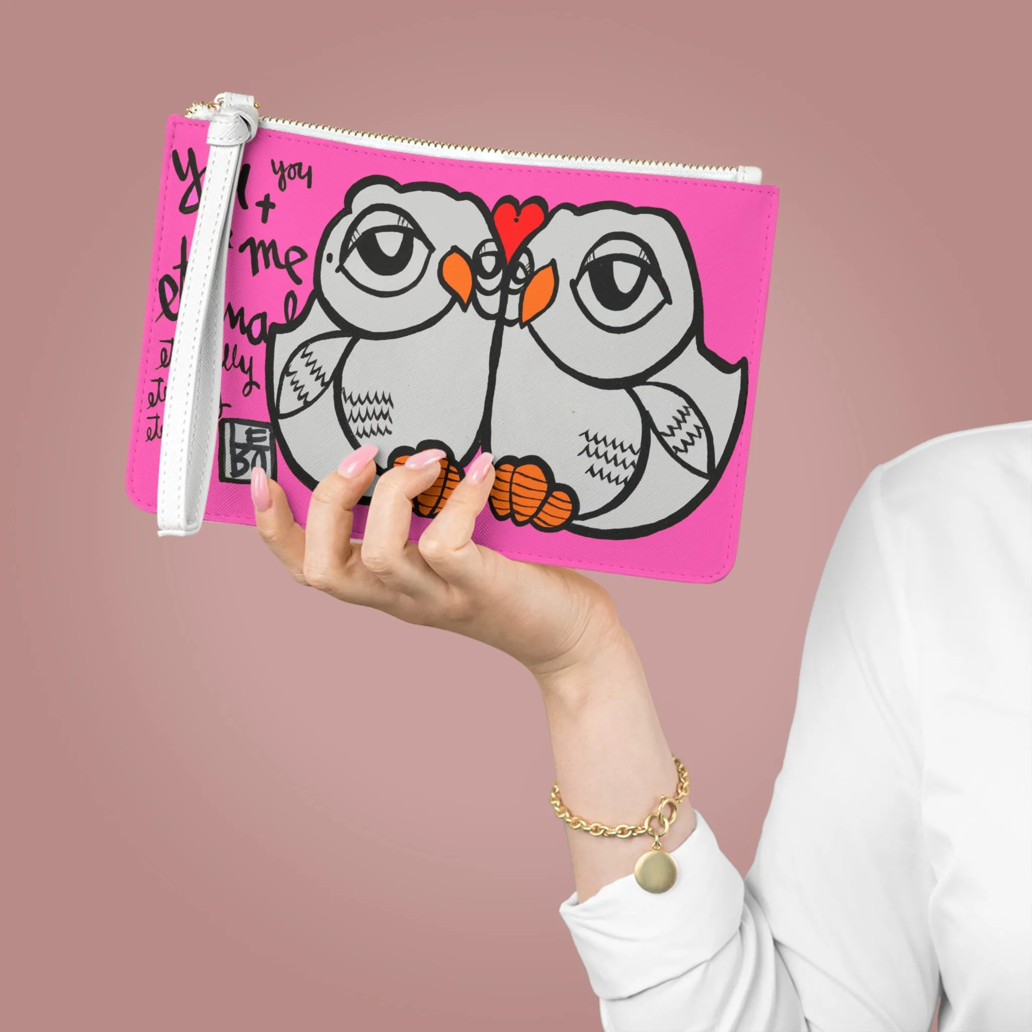 You and Me Eternally - Pink Edition - Lebo Leather Clutch Bag