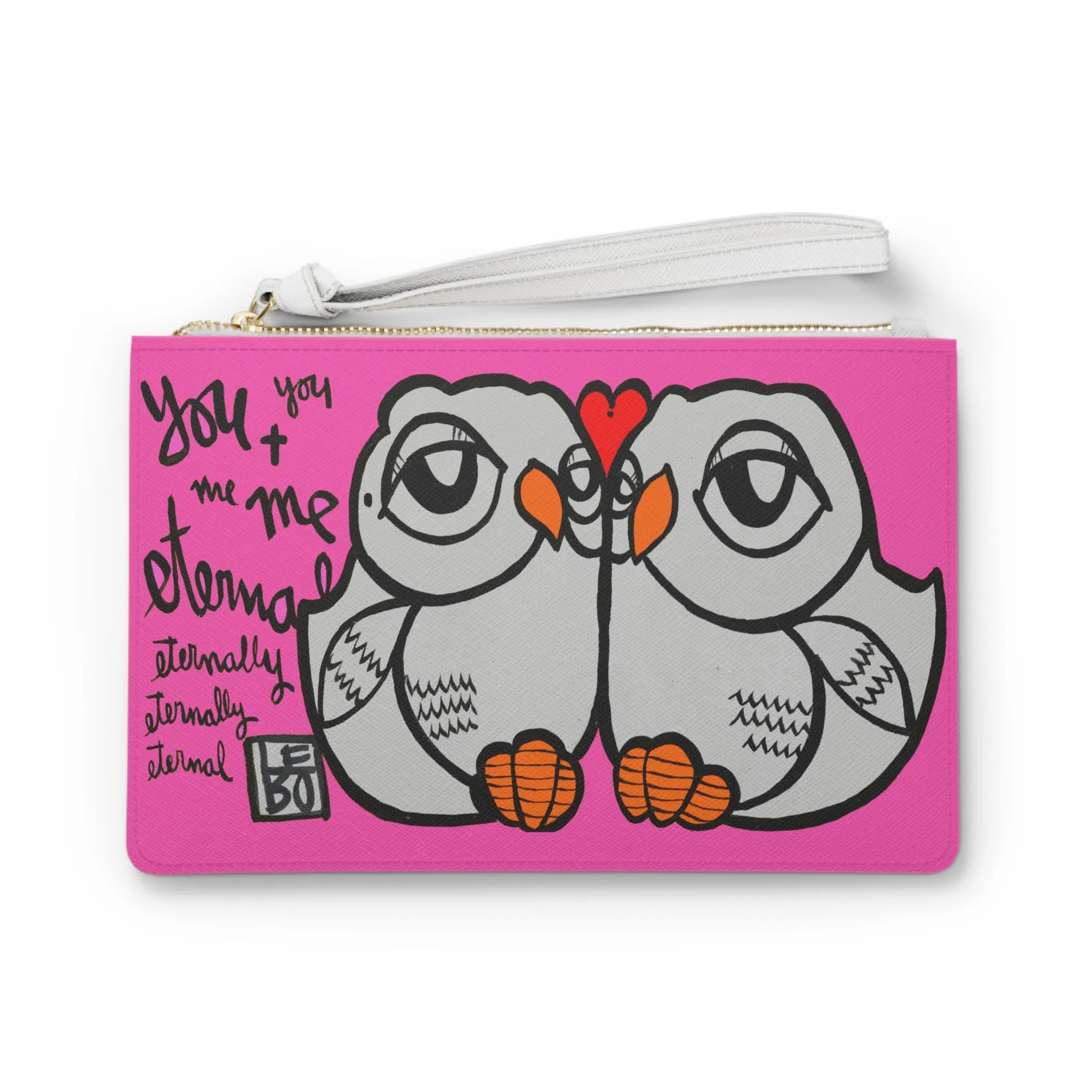 You and Me Eternally - Pink Edition - Lebo Leather Clutch Bag