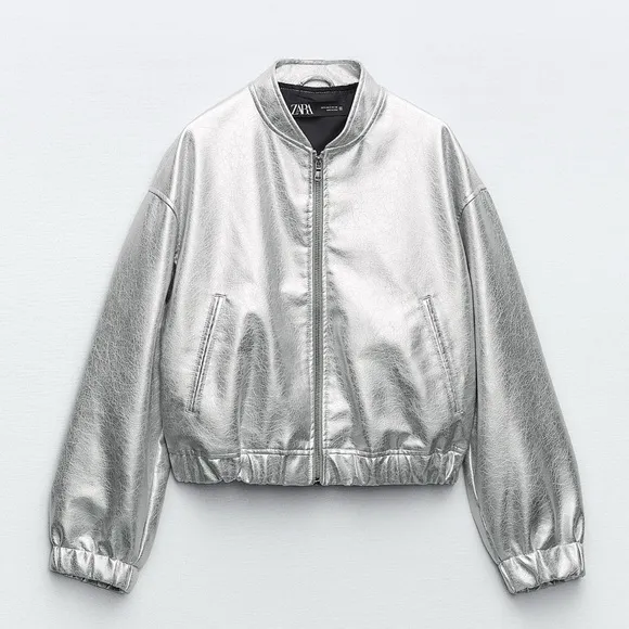 Zara Faux Leather Metallic Jacket / NWOT