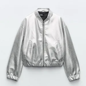 Zara Faux Leather Metallic Jacket / NWOT